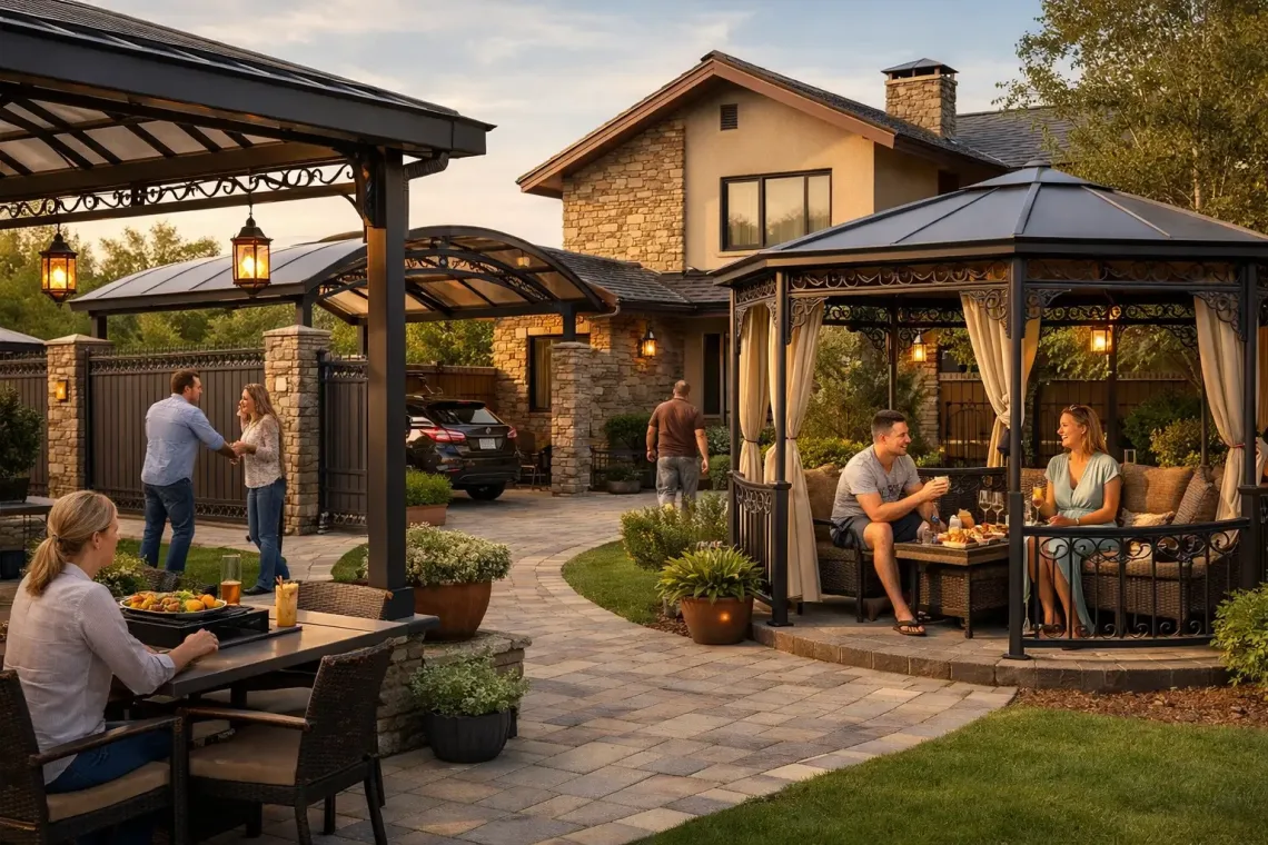 Металлические конструкции в едином стиле частного участка